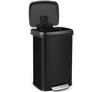 TANGZON 50L Recycling Pedal Bin, Stainless Steel Kitchen Bin (Black) | Soft Close Lid, Deodorant Box, Handle & Non-Slip Base, Hands-Free Fingerprint-Proof Waste Separation Trash Can