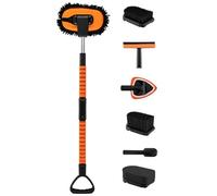 TANGZON 52" Car Wash Brush with Long Handle, Car Cleaning Kit with Microfibre Mop, D-Grip, Tire Brushes, Mist Wiper & Windshield Squeegee, Vehicle Cleaning Set for RV, Truck, Sedan, Boat