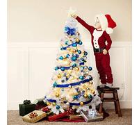 TANGZON 5FT/6FT/7FT/8FT White/Green Christmas Tree, Premium Hinged PVC Xmas Trees with 350/650/950/1138 Tips & Foldable Metal Stand, Artificial Home Holiday Decoration Pine Tree (6FT/1.8M, White)