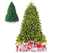 TANGZON 5FT/6FT Pre-lit Christmas Tree, Artificial Xmas Trees with 8 Lighting Modes, 450/650 LED Lights, 600/1250 PVC Tips & Metal Base, Indoor Holiday Decoration Tree, Green (6FT/180CM)
