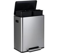 TANGZON 60L Double Kitchen Bin, 2x30L Recycling Pedal Bin with 2 Deodorant Compartments, Removable Inner Buckets, Soft Closure Stay Open Lids & Non-Slip Base, Stainless Steel Airtight Trash Waste Bins