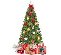TANGZON 6FT Christmas Tree, Electroplated Technology Hinged Spruce Xmas Trees with Metal Stand, Artificial PVC Trees Perfect for Indoor and Outdoor Holiday Decoration (Green)