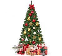 TANGZON 6FT Green Artificial Christmas Tree, Hinged Spruce Xmas Tree | 928 PVC Branch Tips, Metal Stand, Unlit Design for Your Own Decorations, Reusable Festive Display for Home and Office, 1.8 m