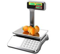 TANGZON 88LB 40KG Electronic Price Scale with Pole, 2G Precision Digital Weighing Scale with Double-sided LCD Display & 3 Power Options, Retail Price Computing Scale for Store Market Restaurant Food