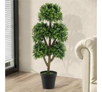 TANGZON Artificial Boxwood Topiary Tree, Potted Fake Buxus Ball Plant with 5 Balls & Cement Pot, Indoor Outdoor Decorative Evergreen Faux Tree for Home Office Living Room Garden Porch (1)