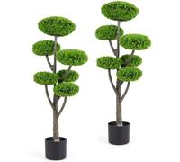 TANGZON Artificial Cypress Topiary Tree, 110CM/3.6FT 6-Ball Fake Cedar Tree in Pot, Indoor Outdoor Decorative Potted Faux Plant for Home Office Living Room Garden Porch (2)