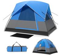 TANGZON Camping Tent for 2-3 People, Waterproof & Windproof Family Dome Tent with Removable Rainfly, Floor Mat, Carrying Bag, 4 Mesh Windows, Easy Setup, Portable Backpacking Hiking Fishing Tent