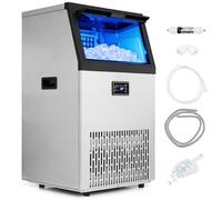 TANGZON Commercial Ice Maker Machine, Stainless Steel Ice Cube Maker with 15 Thickness, Self-Cleaning, Digital Control & Ice Scoop, Ice Machine for Home Bar Market (54kg/24H, 16kg Ice Storage)