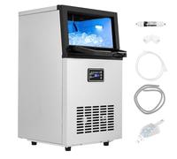 TANGZON Commercial Ice Maker Machine, Stainless Steel Ice Machine with 15 Adjustable Thickness, Self-Cleaning, Digital Control & Ice Scoop, Ice Cube Maker for Home Bar Office Restaurant Supermarket