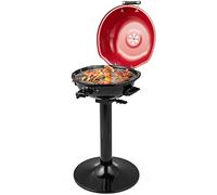 TANGZON Electric BBQ Grill - 1600W With Non-Stick Cooking Surface, Adjustable Temperature & Drip Tray, Indoor Outdoor Portable Stand for Cookout Barbecues Patio Party (Red)