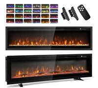 TANGZON Electric Fireplace, Freestanding Wall Mounted Fireplace Heater Insert with 12 Flame Colors, 5 Flame Brightness, 8H Timer, Remote Control, 750W or 1500W, Crystal & Log Set (127 x 14.2 x 34.1cm)