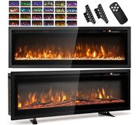 TANGZON Electric Fireplace, Freestanding Wall Mounted Fireplace Heater Insert with 12 Flame Colors, 5 Flame Brightness, 8H Timer, Remote Control, 750W or 1500W, Crystal & Log Set (102 x 14.2 x 34.1cm)