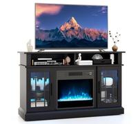 TANGZON Electric Fireplace Insert TV Stand, Freestanding Media Console Table Entertainment Center with 1800-2000W Heater & Remote Control (Black with Lights, 19" Fireplace,121x40x74cm for 50" TV)
