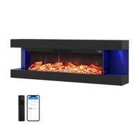 TANGZON Electric Fireplace, Wall Mounted Electric Fire Suite with WiFi (50",Black)