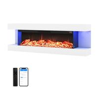 TANGZON Electric Fireplace, Wall Mounted Electric Fire Suite with WiFi (50",White)