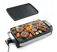 TANGZON Electric Grill and Griddle, 1500W Table Top Grill with Reversible Non-Stick Plate, Adjustable Temperature Control, Cool-Touch Handles and Dishwasher Safe Plate for Indoor Cooking