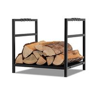 TANGZON Fireplace Log Holder, Heavy Duty Steel Firewood Rack with Solid Base & Handles, Indoor Outdoor Log Storage Wood Stacking Stand, 40 x 34 x 36cm