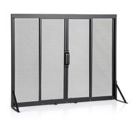 TANGZON Fireplace Screen, Spark Protection Fire Guard with Double Doors, Handles & Extended Support Legs, Indoor Outdoor Mesh Spark Flame Barrier Fire Panel（with 2 Sliding Doors, 89 x 33 x 72cm）