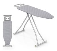 TANGZON Folding Ironing Board, 7 Height Adjustable Ironing Table with Iron Rest, Heat Reflective Cover, Safety Lock & Carbon Steel Legs, Lightweight Foldable Large Iron Stand (Grey, 120 x 38cm)