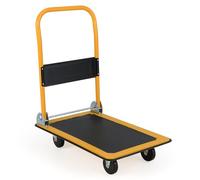 TANGZON Folding Push Cart Dolly, Rolling Flatbed Luggage Cart with 360° Swivel Wheels, Garage Warehouse Moving Platform Hand Push Truck(Black+Yellow, 73 x 48 x 83cm, 150KG Capacity)