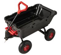 TANGZON Garden Dump Cart, 270KG Capacity Outdoor Tipper Trailer Wheelbarrow with Tipping Function, Adjustable Handle & 4 Large Tires, Heavy Duty Dump Trolley Tip Truck on Wheels