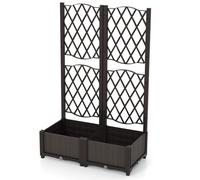 TANGZON Garden Planter Box, Outdoor Trough Planter Raised Bed with Trellis Panel, Climbing Flower Plant Pot for Patio Yard (80 x 40 x 122cm)