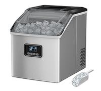 TANGZON Ice Maker Machine, 22kg/24H, 2L Tank, 24H Timer, No Plumbing Required, Self Cleaning Ice Cube Maker with Scoop & Basket, Stainless Steel Countertop Ice Maker for Home Kitchen Office Bar