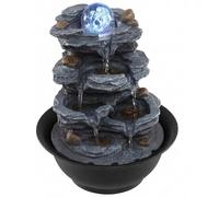 TANGZON Indoor Fountain, Tabletop Water Fountain with LED Light & Adjustable Flow, Rockery Waterfall Feature for Home Office Decor, 3 Pin UK Plug Included (21.5 x 21.5 x 26.5cm, Mountain with Ball)