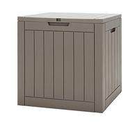 TANGZON Lockable Garden Storage Box, Large Waterproof Deck Box with Sit On Lid & Handle, Indoor Outdoor Storage Bin Organizer for Cushions Tools Toys (Wood Grain Pattern,56 x 43 x 53cm,Brown)