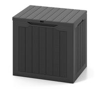 TANGZON Lockable Garden Storage Box, Large Waterproof Deck Box with Sit On Lid & Handle, Indoor Outdoor Storage Bin Organizer for Cushions Tools Toys (Vertical Rattan Pattern,56 x 41 x 50 cm,Black)