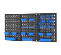 TANGZON Pegboard Organizer Kit, Wall-Mounted Metal Tool Rack with 3 Pegboards & Hanging Accessories, Multifunctional Tool Storage Holder for Warehouse Workshop Garage (Black+Blue, 26PCS Accessories)