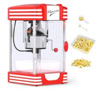 TANGZON Popcorn Machine, 300W Retro Popcorn Maker with One Touch Control, Crank Handle & Overheat Protection, Hot Air Stirring Pop Corn Popper for Kids Birthday Parties Weddings Movie Nights