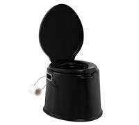 TANGZON Portable Travel Toilet, 5L Lightweight Camping Toilet with Seat, Handle, Lid, Detachable Inner Bucket & Removable Roll Holder, 200KG Emergency Travel Potty Loo for Camping Hiking (Black)