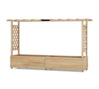 TANGZON Raised Garden Bed with Arch Trellis, Freestanding Ground Garden Planter Box, Outdoor Vertical Trough Planter Container for Vine Climbing Plant Flower Herb (Natural, 200 x 44 x 114 cm)