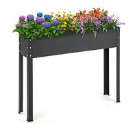 TANGZON Raised Garden Bed with Metal Legs, Elevated Planter Box Stand with Drainage Hole, Hemming Design, Outdoor Rectangular Gardening Container for Growing Herb Vegetable Flower (102 x 27 x 80 cm)