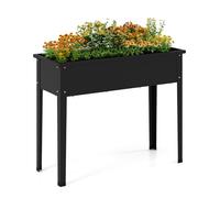 TANGZON Raised Garden Bed with Metal Legs, Elevated Planter Box Stand with Drainage Hole, Outdoor Rectangular Gardening Container for Growing Herb Vegetable Flower (100 x 40 x 80 cm)