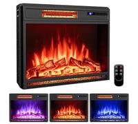 TANGZON Recessed Electric Fireplace, Inset Freestanding Fire Heater with Flame Colors, Brightness, Remote Control & Thermostat (25", 900W/1800W, 3 Flame Color, 4 Brightness, with Logs)