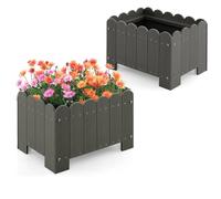 TANGZON Square Planter Box Set of 2, Weather-resistant HDPE Planters Raised Garden Beds with Drainage Gaps, Decorative Flower Pots for Patio Garden Balcony (with elevated legs, 45 x 32 x 30 cm)