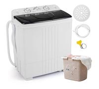 TANGZON Twin Tub Washing Machine, 8KG/4.5KG Portable Washer and Spin Dryer Combo with Timer Control & Drain Pump, Compact Washers for Camping Dorms Apartments RVs (5KG Washing 3KG Drying, Black)
