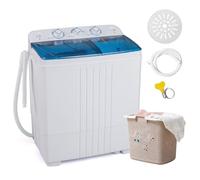 TANGZON Twin Tub Washing Machine, 8KG/4.5KG Portable Washer and Spin Dryer Combo with Timer Control & Drain Pump, Compact Washers for Camping Dorms Apartments RVs (5KG Washing 3KG Drying, Blue)