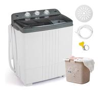 TANGZON Twin Tub Washing Machine, 8KG/4.5KG Portable Washer and Spin Dryer Combo with Timer Control & Drain Pump, Compact Washers for Camping Dorms Apartments RVs (5KG Washing 3KG Drying, Grey)