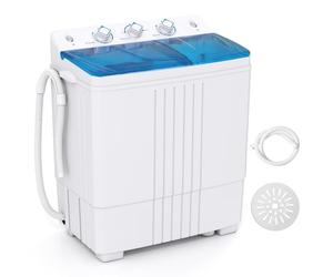 TANGZON Twin Tub Washing Machine, 8KG/4.5KG Portable Washer and Spin Dryer Combo with Timer Control & Drain Pump, Compact Washers for Camping Dorms Apartments RVs (5KG Washing 3KG Drying, Blue)