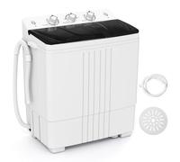 TANGZON Twin Tub Washing Machine, 8KG Portable Washing Machine Spin Dryer | Timer Control & Drain Pump, Small Washer Laundry Machine for Camping Travel Dorm Apartment RV (5KG Washer 3KG Drying, Black)