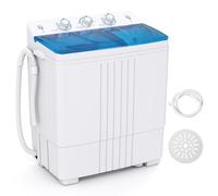 TANGZON Twin Tub Washing Machine, 8KG Portable Washing Machine Spin Dryer | Timer Control & Drain Pump, Small Washer Laundry Machine for Camping Travel Dorm Apartment RV (5KG Washer 3KG Drying, Blue)