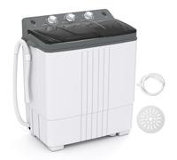TANGZON Twin Tub Washing Machine, 8KG Portable Washing Machine Spin Dryer | Timer Control & Drain Pump, Small Washer Laundry Machine for Camping Travel Dorm Apartment RV (5KG Washer 3KG Drying, Grey)