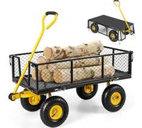 TANGZON Utility Garden Trolley Cart, Heavy Duty Trolley on Wheels with 180° Rotating Handle and Removable Sides, Pull Along Festival Trolley for Fishing Camping Shopping (109 x 52 x 103 cm, 400, KG)