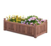 TANGZON Wood Raised Garden Bed, Rectangular Planter Box with Drainage Holes for Growing Vegetables Flowers Herbs Fruits, Outdoor Planting Bed for Backyard Lawn Patio (Brown, 117 x 59 x 40cm)
