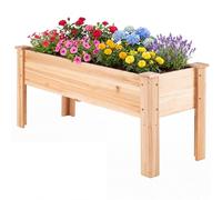 TANGZON Wooden Raised Garden Bed, Elevated Vertical Planter with Drainage Holes, Outdoor Rectangular Plants Herbs Vegetables Flowers Grow Box for Patio Yard Balcony (Natural, 119 x 42 x 51cm)