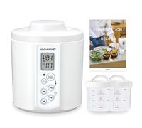 [TANICA] YOGURTiA Fermented Food Maker (1.1L, White, Made in Japan) - Makes Yogurt and Amazake - Includes 2 Glass Pots + Onsen Eggs Stand