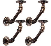 Tanice 4 Pack Pipe Shelf Brackets Copper Rustic Industrial Angle Shelf Brackets Wall Mounted Floating Shelves with Screws DIY Decoration for Home Bookshelf CDs Photo Frame